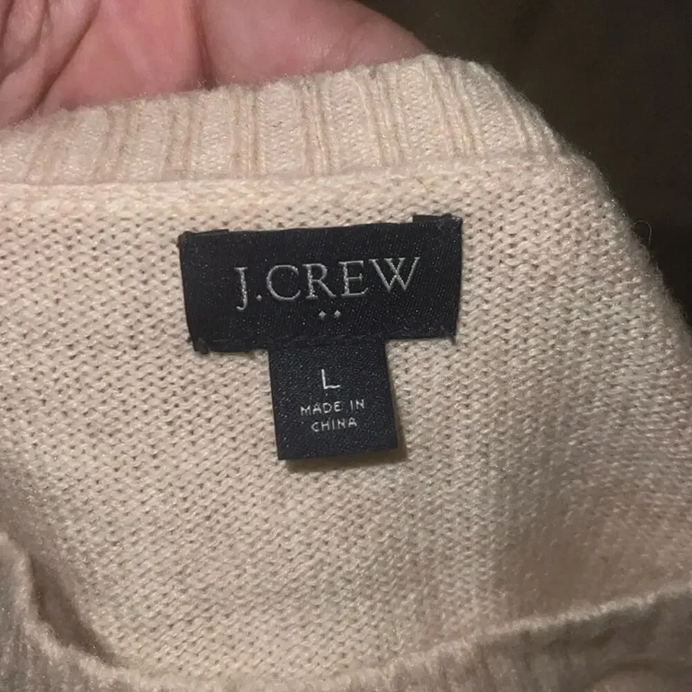 J. CREW crewneck wool blend pink sweater L